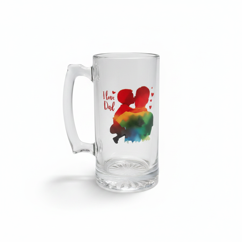 I Love My Dad Glass Mug - silhouette design